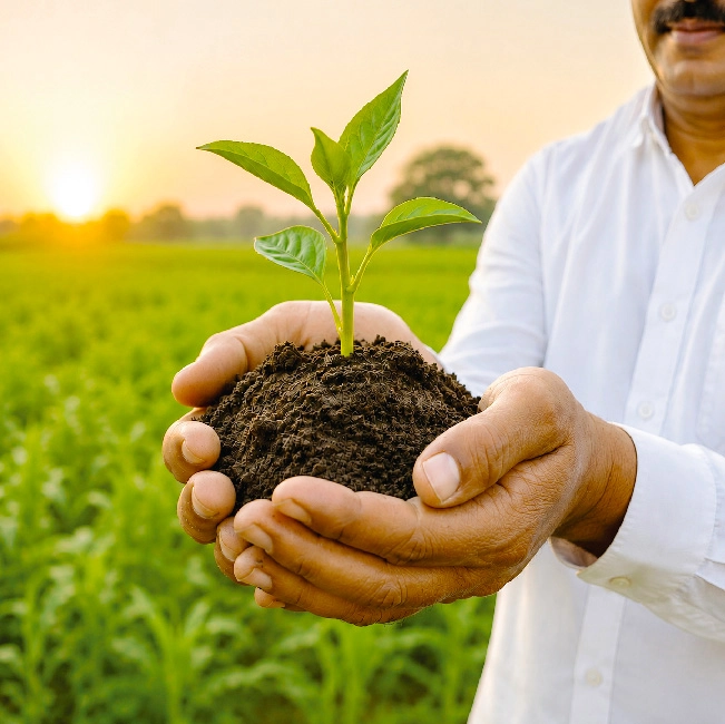Healthy organic farming and fertile soil
